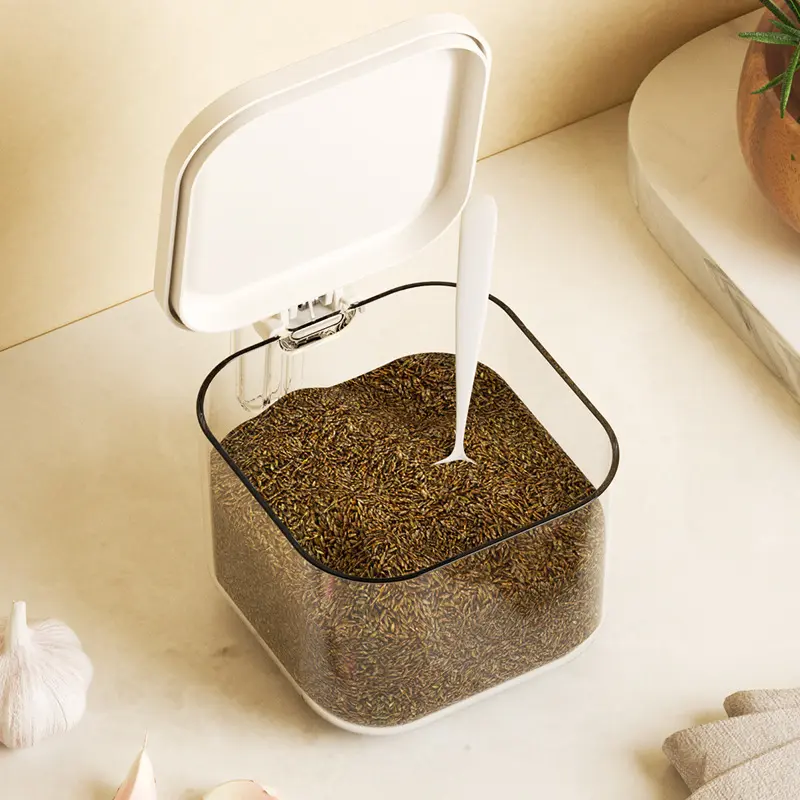 Modern Minimalist Cream White Seasoning Box with Handle - Image 2