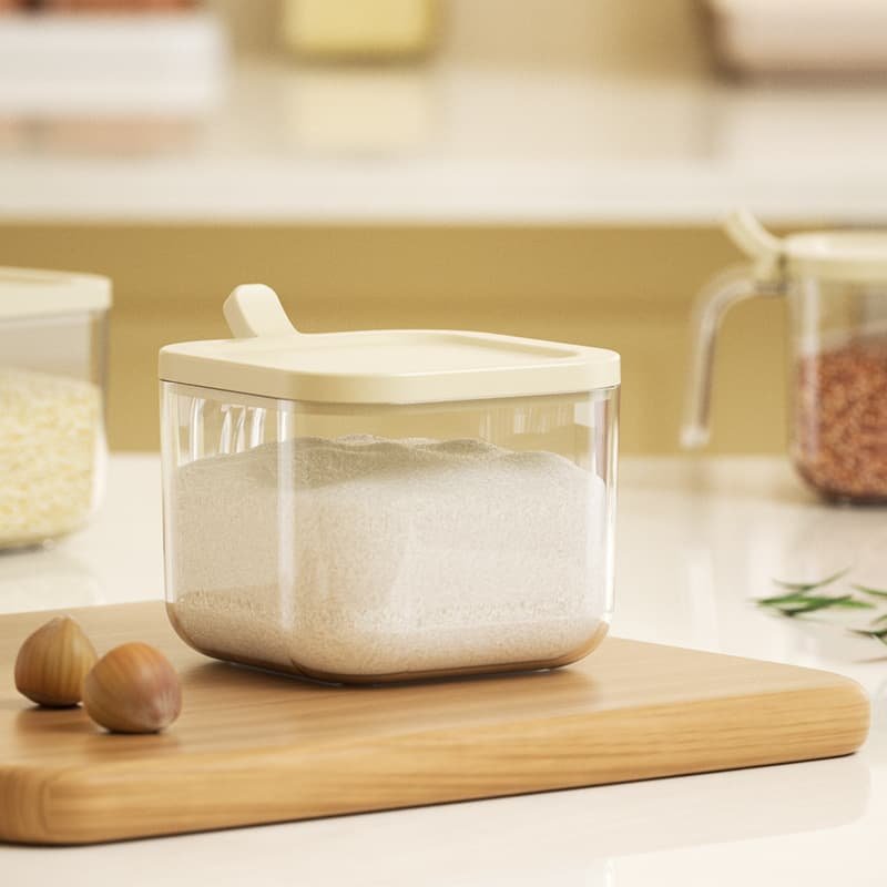 Modern Minimalist Cream White Seasoning Box with Handle - Image 3