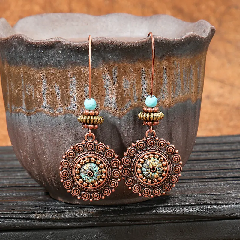 Vintage Fashion Bohemian Style Hand-made Tassel Earrings Original Design Heart-shaped Geometric Earrings Feather Earrings - Image 5
