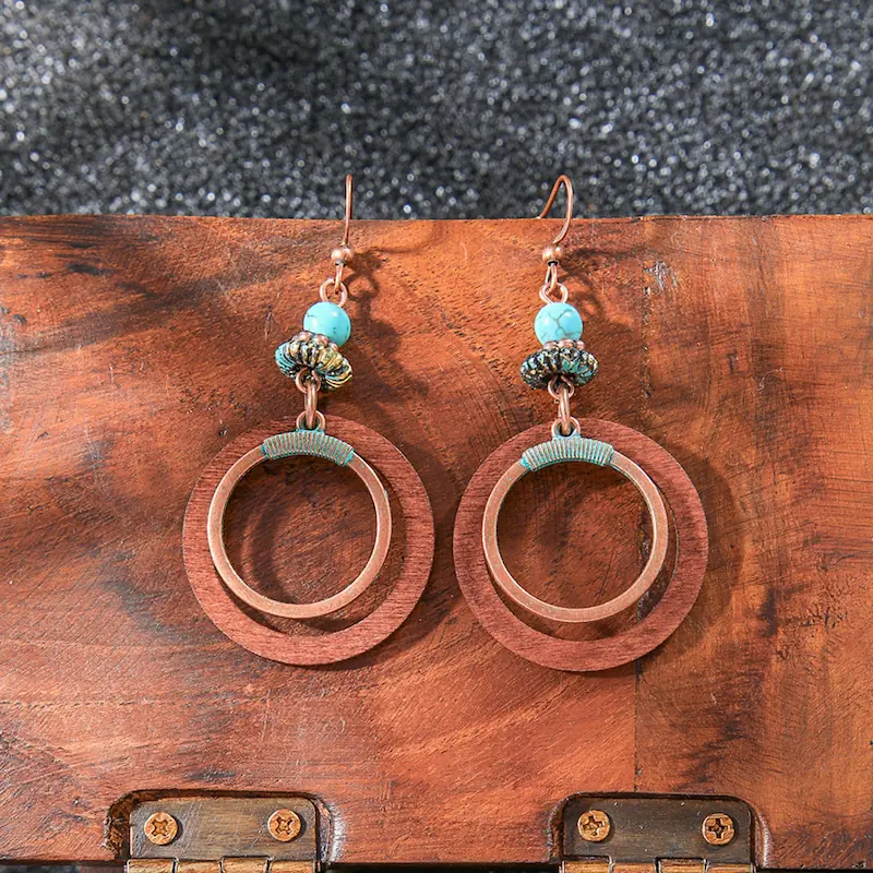 Vintage Fashion Bohemian Style Hand-made Tassel Earrings Original Design Heart-shaped Geometric Earrings Feather Earrings - Image 4