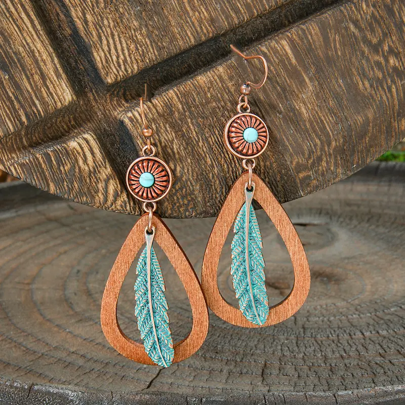 Vintage Fashion Bohemian Style Hand-made Tassel Earrings Original Design Heart-shaped Geometric Earrings Feather Earrings - Image 7